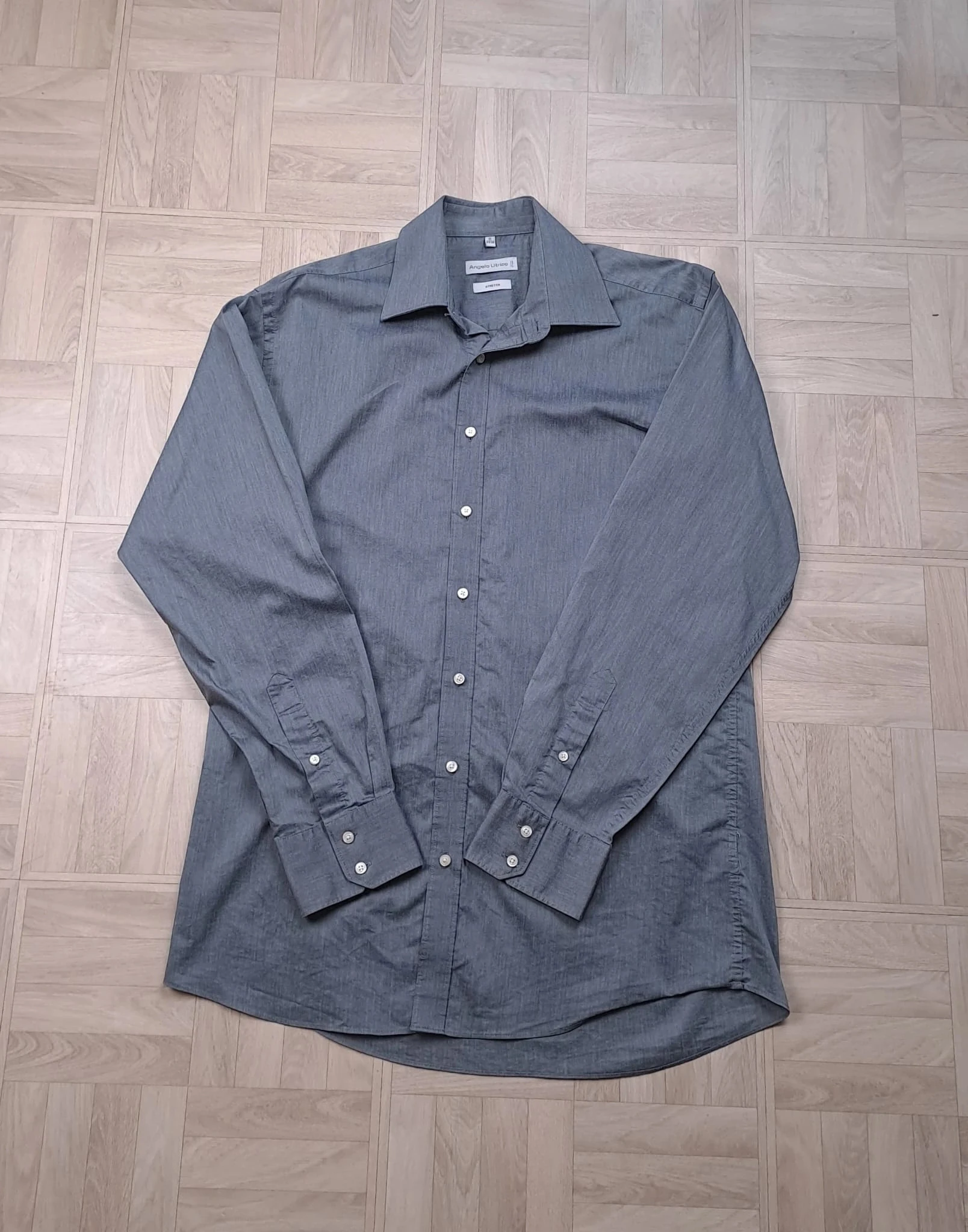 Chemise Manches Longues / Angelo Litrico / Gris Anthracite / S / Homme / Stretch / Élégante